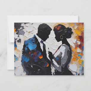 Abstract Couple in Love Amidst Colorful Hearts Briefkaart