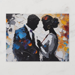 Abstract Couple in Love Amidst Colorful Hearts Briefkaart