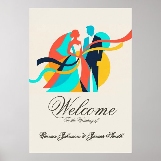 Abstract Cream Wedding Poster  (Voorkant)