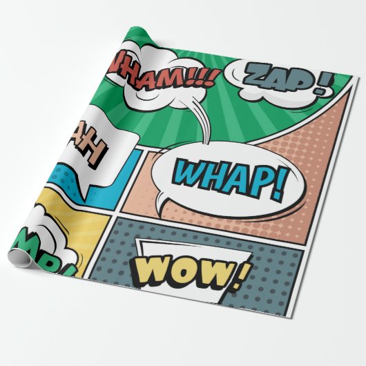 Abstract creatief concept stripverhaal pop stijl b cadeaupapier (Uitgerold)