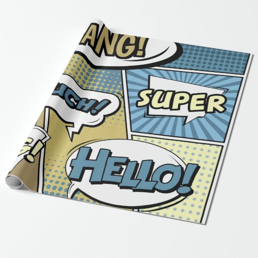 Abstract creatief concept stripverhaal pop stijl b cadeaupapier (Uitgerold)