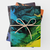 Abstract, creatief, marmer, groen, geel, roze inpakpapier vel (In situ)