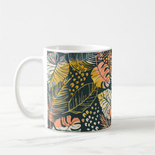 Abstract creatief naadloos patroon met tropisch p koffiemok