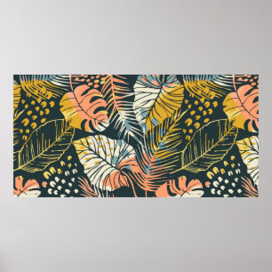 Abstract creatief naadloos patroon met tropisch p poster
