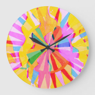 Abstract creatief tekenen, kleurrijke achtergrond. grote klok