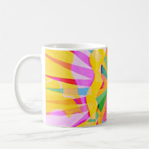 Abstract creatief tekenen, kleurrijke achtergrond. koffiemok