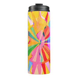 Abstract creatief tekenen, kleurrijke achtergrond. thermosbeker