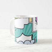 Abstract creative concept comic pop art style blan koffiemok (Voorkant links)