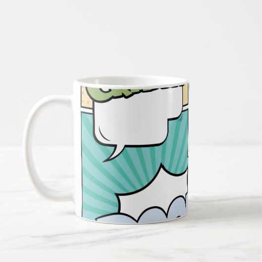 Abstract creative concept comic pop art style blan koffiemok (Links)