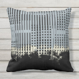 Abstract crème, Blauwgroen en zwart Stripe patroon Buitenkussen
