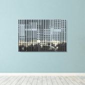 Abstract crème, Blauwgroen en zwart Stripe patroon Canvas Afdruk (Insitu (Houten vloer))