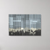 Abstract crème, Blauwgroen en zwart Stripe patroon Canvas Afdruk (Voorkant)