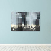 Abstract crème, Blauwgroen en zwart Stripe patroon Canvas Afdruk (Insitu (Houten vloer))