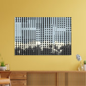 Abstract crème, Blauwgroen en zwart Stripe patroon Canvas Afdruk (Insitu (Woonkamer))