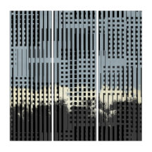 Abstract crème, Blauwgroen en zwart Stripe patroon