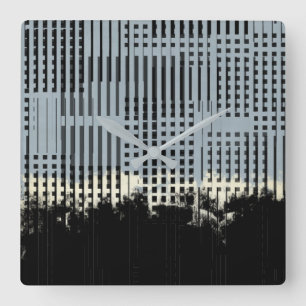 Abstract crème, Blauwgroen en zwart Stripe patroon Vierkante Klok