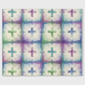 Abstract Cross pattern pretty watercolor faith  Cadeaupapier (Vlak)