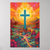 Abstract Cross Psychedelic Chicano Art Poster (Voorkant)