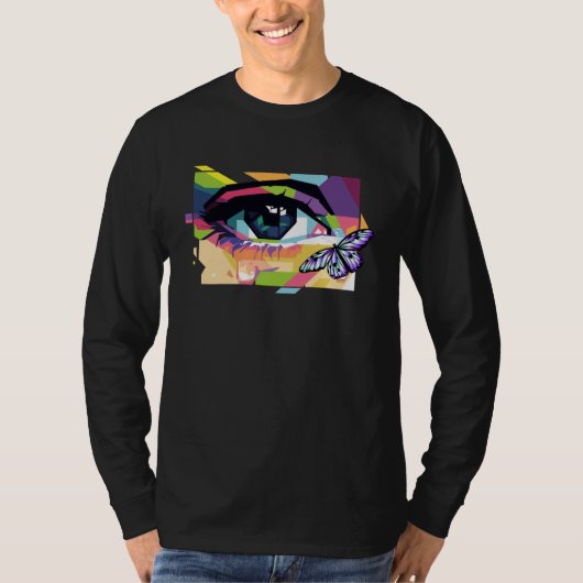 Abstract Crying Eye Purple Butterfly Soft Girl Aes T-shirt (Voorkant)