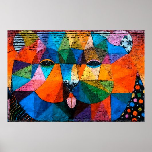 Abstract Cubisme Puppy Poster (Voorkant)
