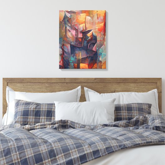 Abstract Cubisme Series - Drie Canvas Afdruk (Insitu (Slaapkamer))