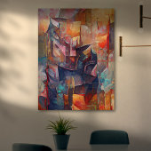 Abstract Cubisme Series - Drie Canvas Afdruk
