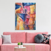 Abstract Cubisme Series - One Canvas Afdruk (Insitu (Woonkamer))