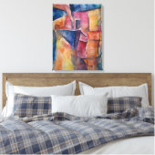 Abstract Cubisme Series - One Canvas Afdruk (Insitu (Slaapkamer))