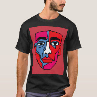 Abstract Cubistisch Depressie Gezicht Retro Grafis T-shirt