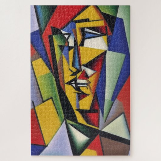 Abstract Cubistisch portret Jigzaag Puzzle Legpuzzel (Verticaal)