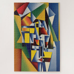 Abstract Cubistisch portret Jigzaag Puzzle Legpuzzel