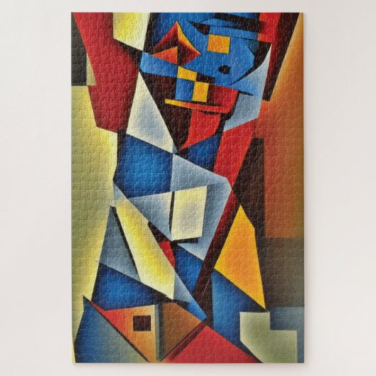 Abstract Cubistisch portret Jigzaag Puzzle Legpuzzel (Verticaal)