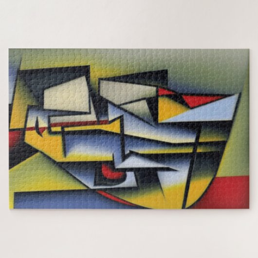 Abstract Cubistisch portret Jigzaag Puzzle Legpuzzel (Horizontaal)