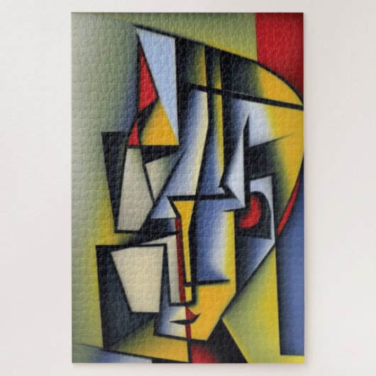 Abstract Cubistisch portret Jigzaag Puzzle Legpuzzel (Verticaal)