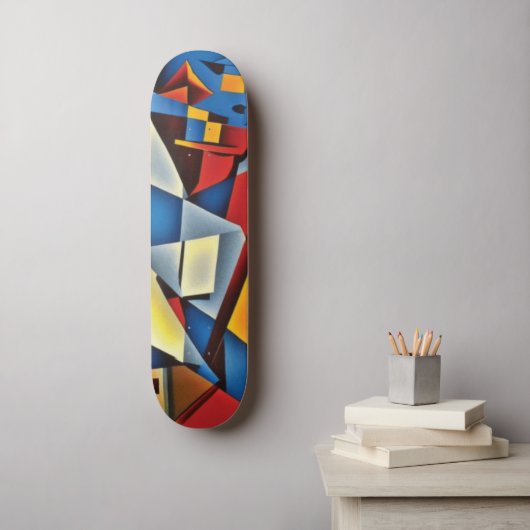 Abstract Cubistisch Portret Skateboard (Muurkunst)