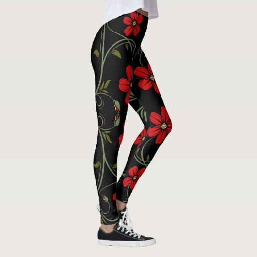 Abstract Curl Grunge Floral Pattern. Leggings (Rechts)