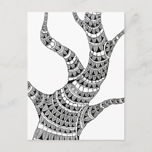 Abstract Curvy Tree Pen Drawing  Briefkaart (Voorkant)