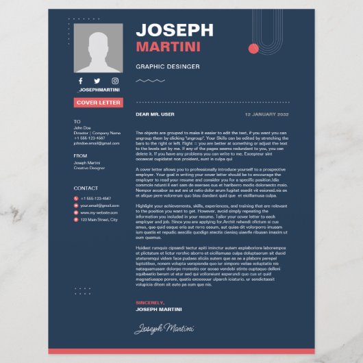 Abstract CV, CV + Letter (Achterkant)