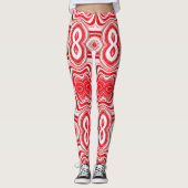 Abstract Cyber Pattern | Hypnotic Red/White  Leggings (Voorkant)