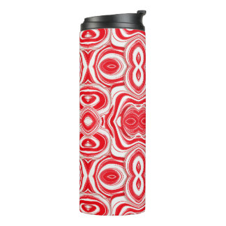 Abstract Cyber Pattern | Hypnotic Red/White  Thermosbeker