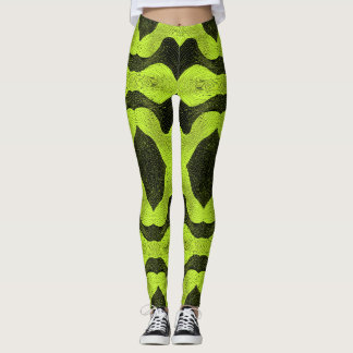 Abstract Cyber Pattern | Neon Lime & Black Leggings