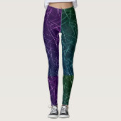 Abstract Cyber Pattern | Purple & Emerald Grid Leggings (Voorkant)