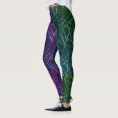 Abstract Cyber Pattern | Purple & Emerald Grid Leggings (Links)