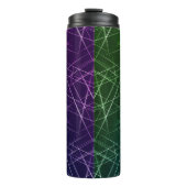 Abstract Cyber Pattern | Purple & Emerald Grid Thermosbeker (Voorkant)