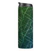 Abstract Cyber Pattern | Purple & Emerald Grid Thermosbeker (Geroteerd rechts)