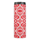 Abstract Cyberpatroon | Hypnotisch Rood/Wit  Thermosbeker (Achterkant)