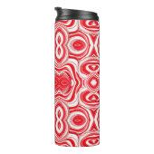 Abstract Cyberpatroon | Hypnotisch Rood/Wit  Thermosbeker (Geroteerd rechts)