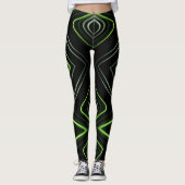 Abstract cyberpatroon | Neon groene gloed Leggings (Voorkant)