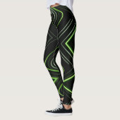 Abstract cyberpatroon | Neon groene gloed Leggings (Links)