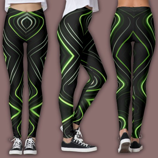 Abstract cyberpatroon | Neon groene gloed Leggings